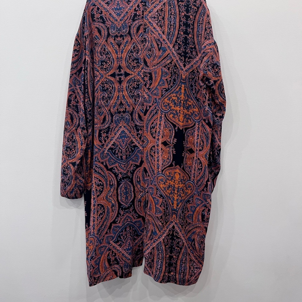 Free People Half Moon Paisley Duster Kimono Size S | Boho Long Cardigan - Picture 3 of 8